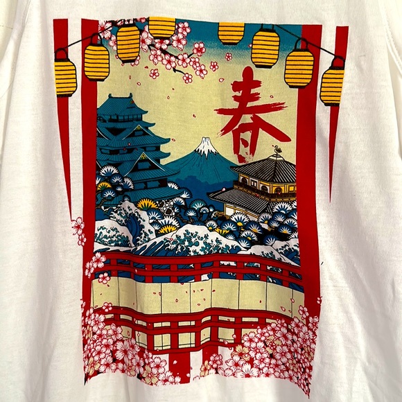 Japanese city scene white M tank top - Picture 2 of 4